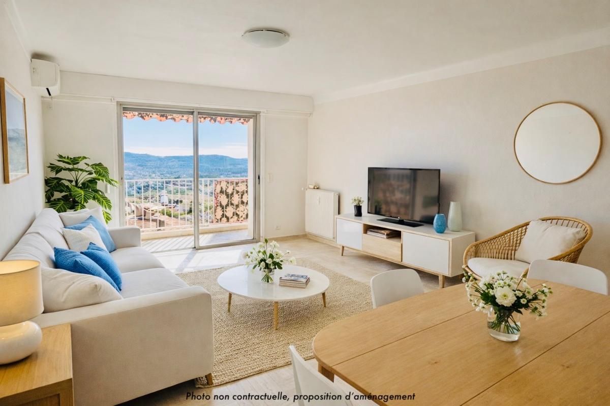 GRASSE Appartement traversant Grasse 2 pièces 60 m2 terrasse vue panoramique et mer, parking et cave 1
