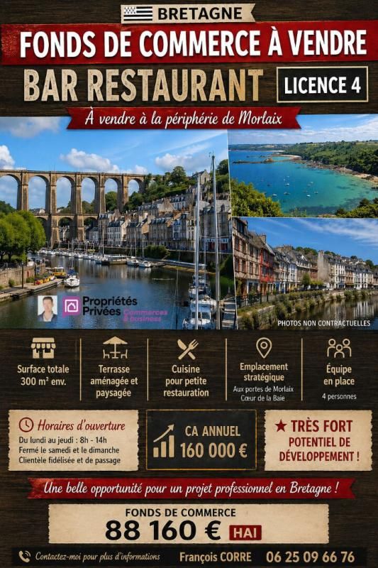 MORLAIX -  BAR RESTAURANT, Licence IV et logement