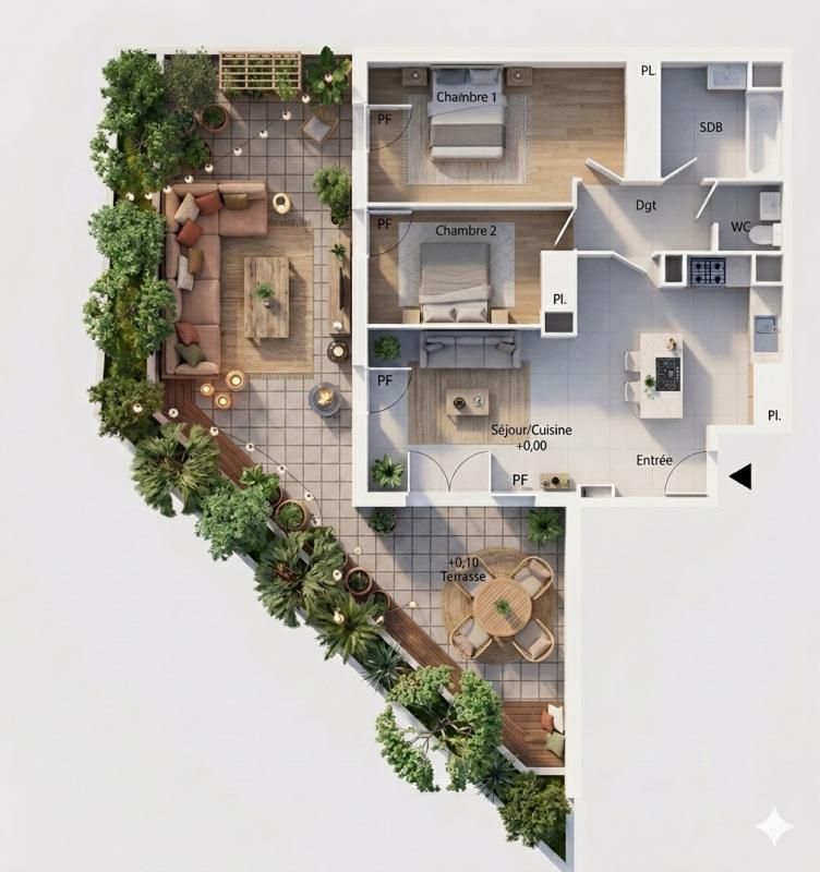 BEZIERS L'esprit Loft au Polygone : T3 traversant et son patio géant de 48 m² 2