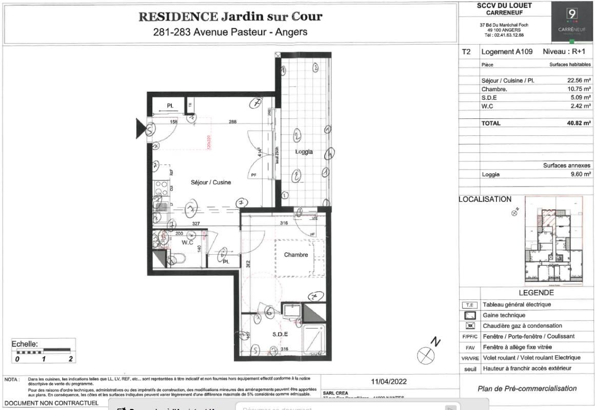 ANGERS Appartement Angers 2 pièce(s) de 2023 loué avec loggia et parking 2